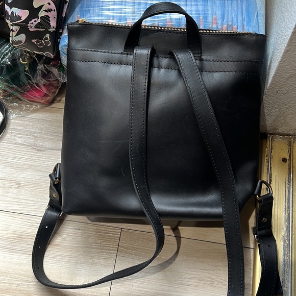 Portland leather goods black leather Tote Backpack - Picture 2 of 3